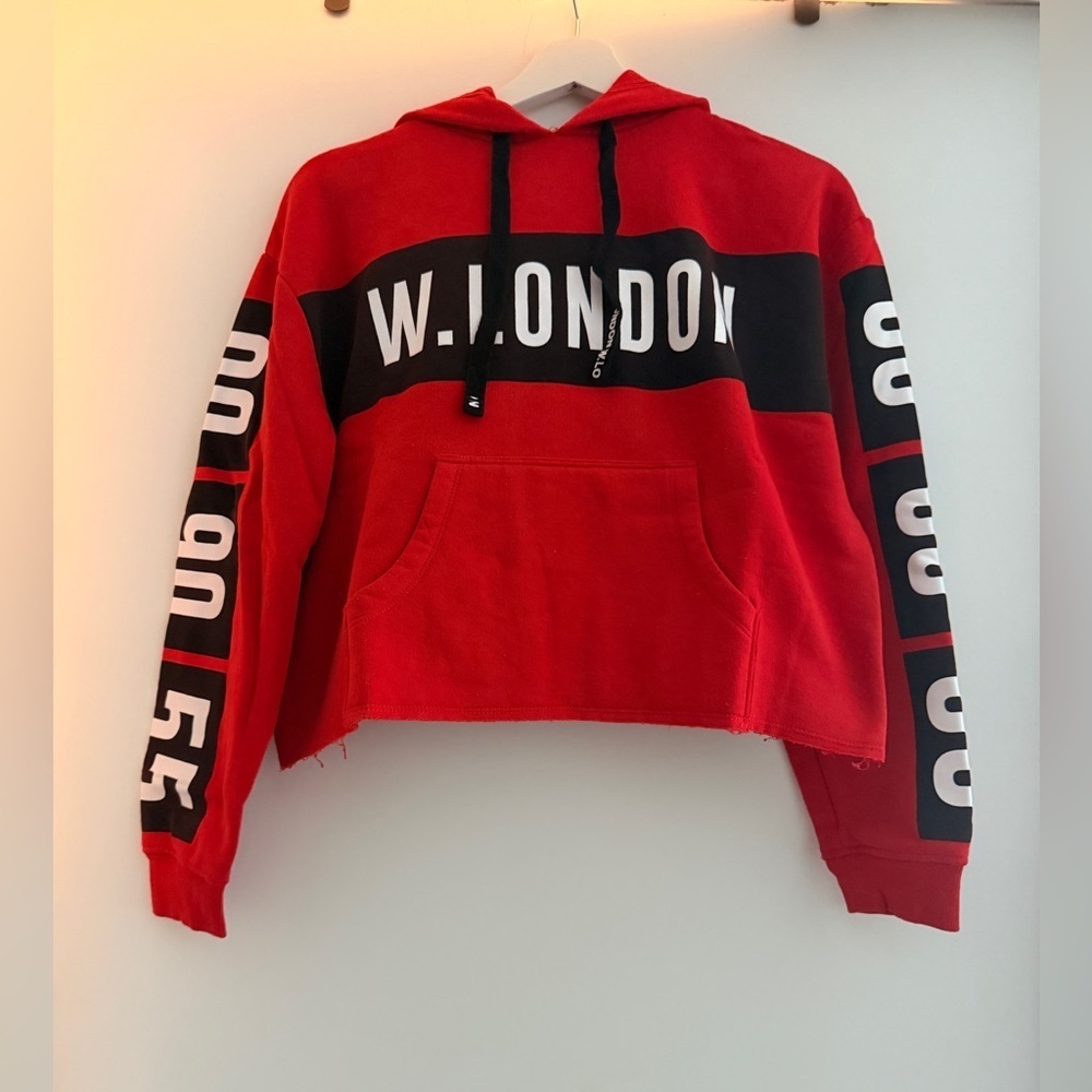 Jennyfer red and black cropped hoodie size S vintage